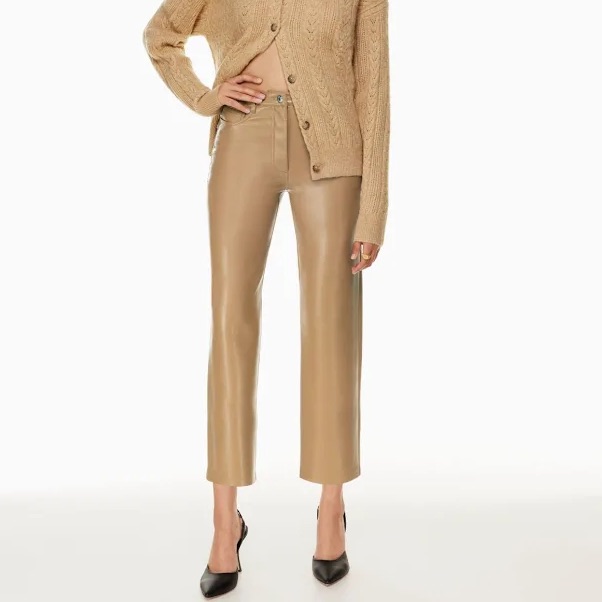 Coffee Leather Aritzia Cropped Pants